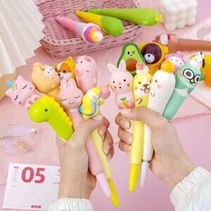 6503. Cartoon soft squishy stress-relief gel pens students gifts